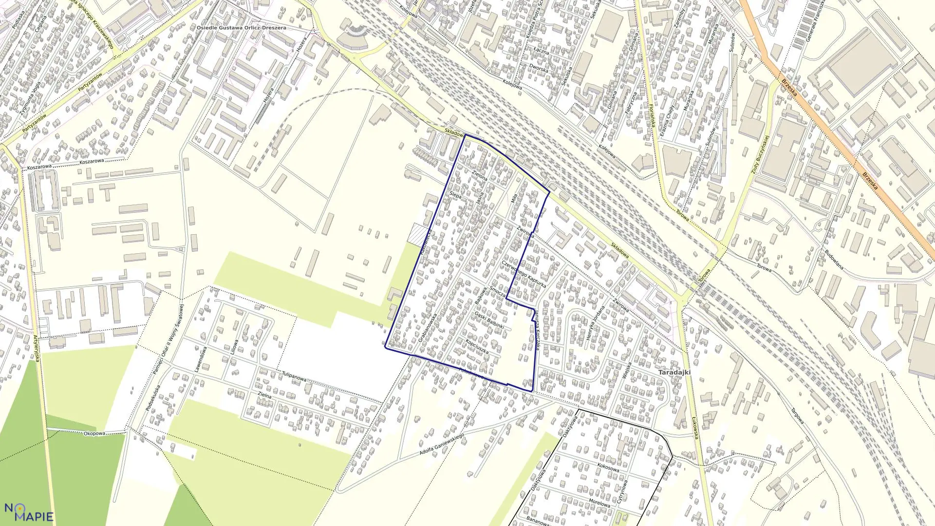 Mapa obrębu 101 w mieście Siedlce