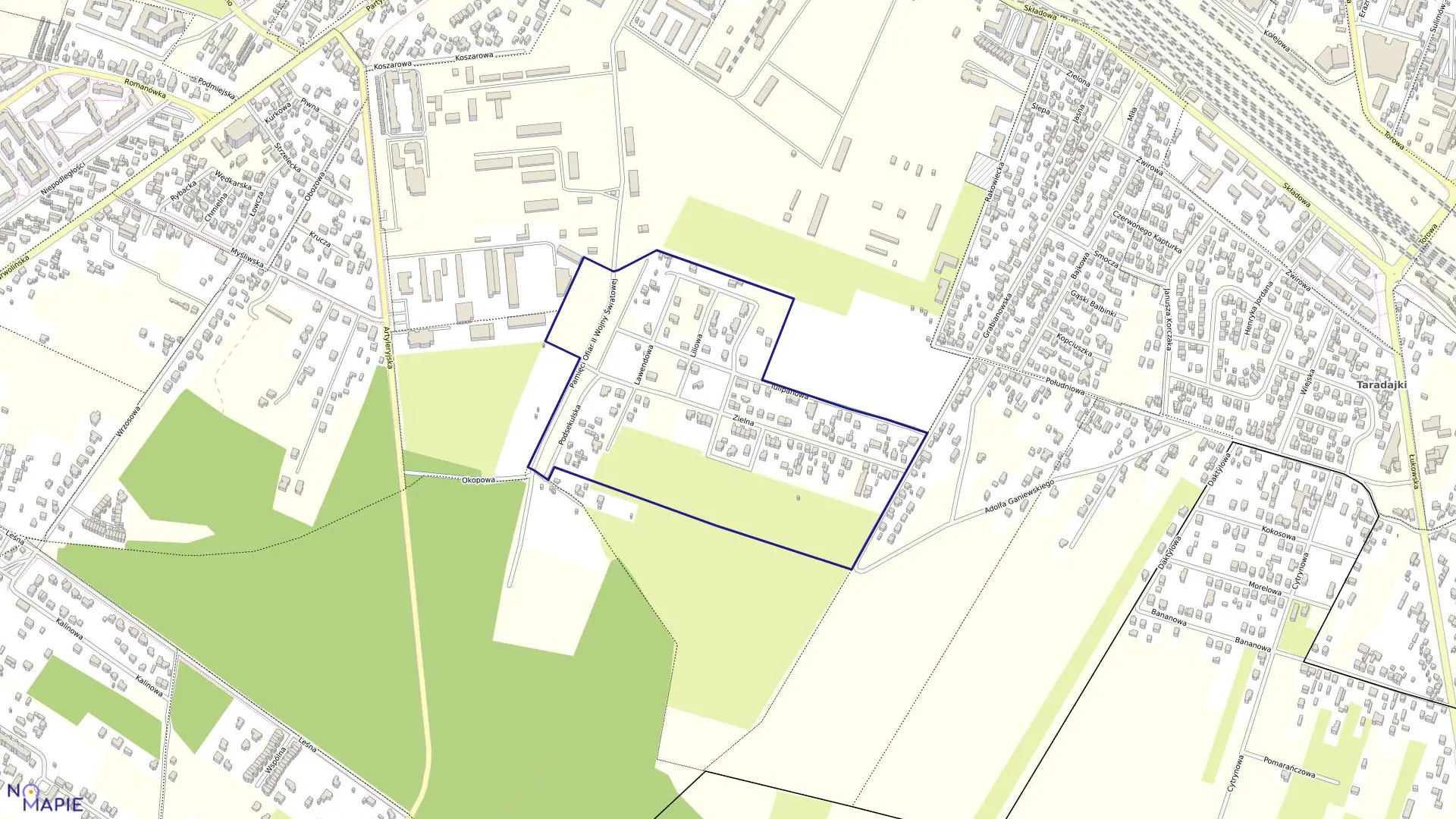 Mapa obrębu 105 w mieście Siedlce