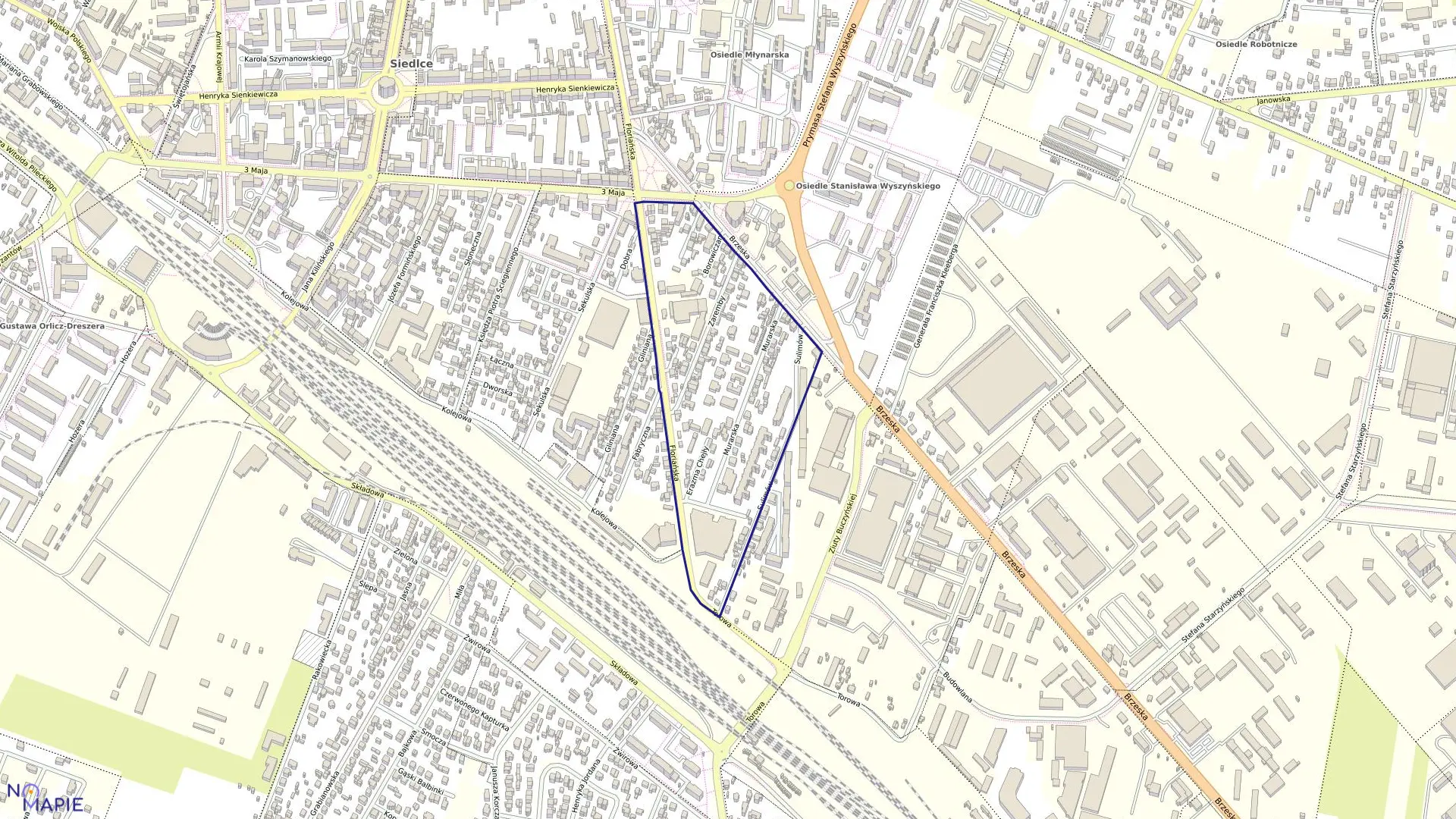 Mapa obrębu 113 w mieście Siedlce