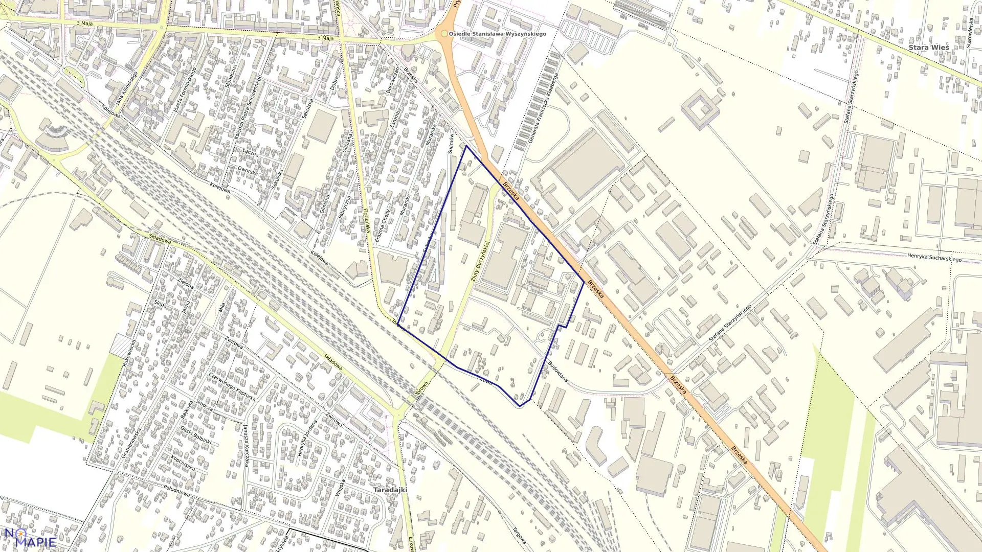 Mapa obrębu 114 w mieście Siedlce