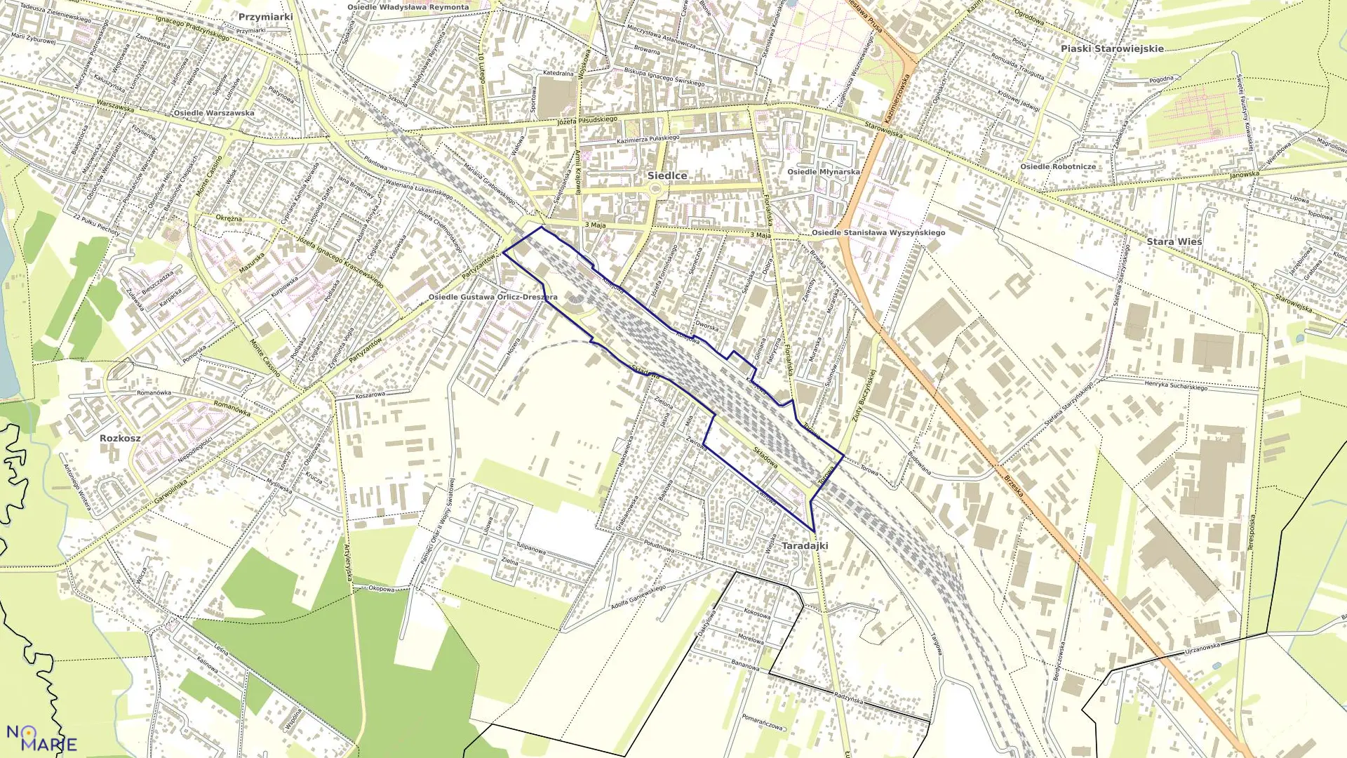 Mapa obrębu 121 w mieście Siedlce