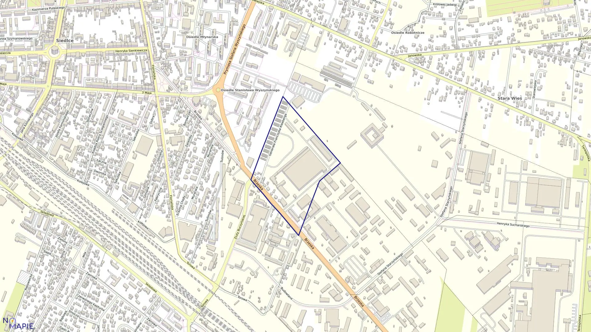 Mapa obrębu 185 w mieście Siedlce