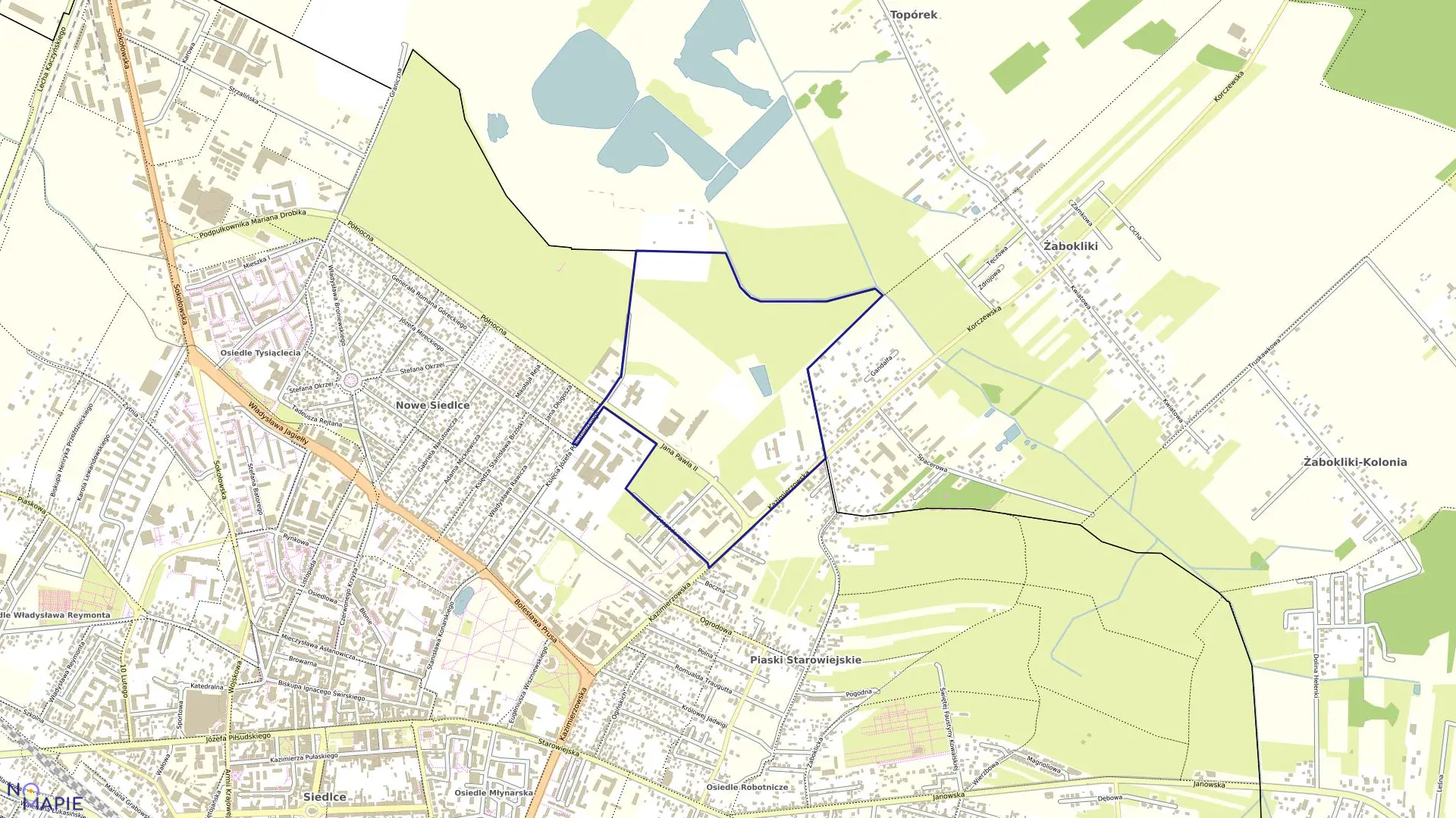 Mapa obrębu 19 w mieście Siedlce