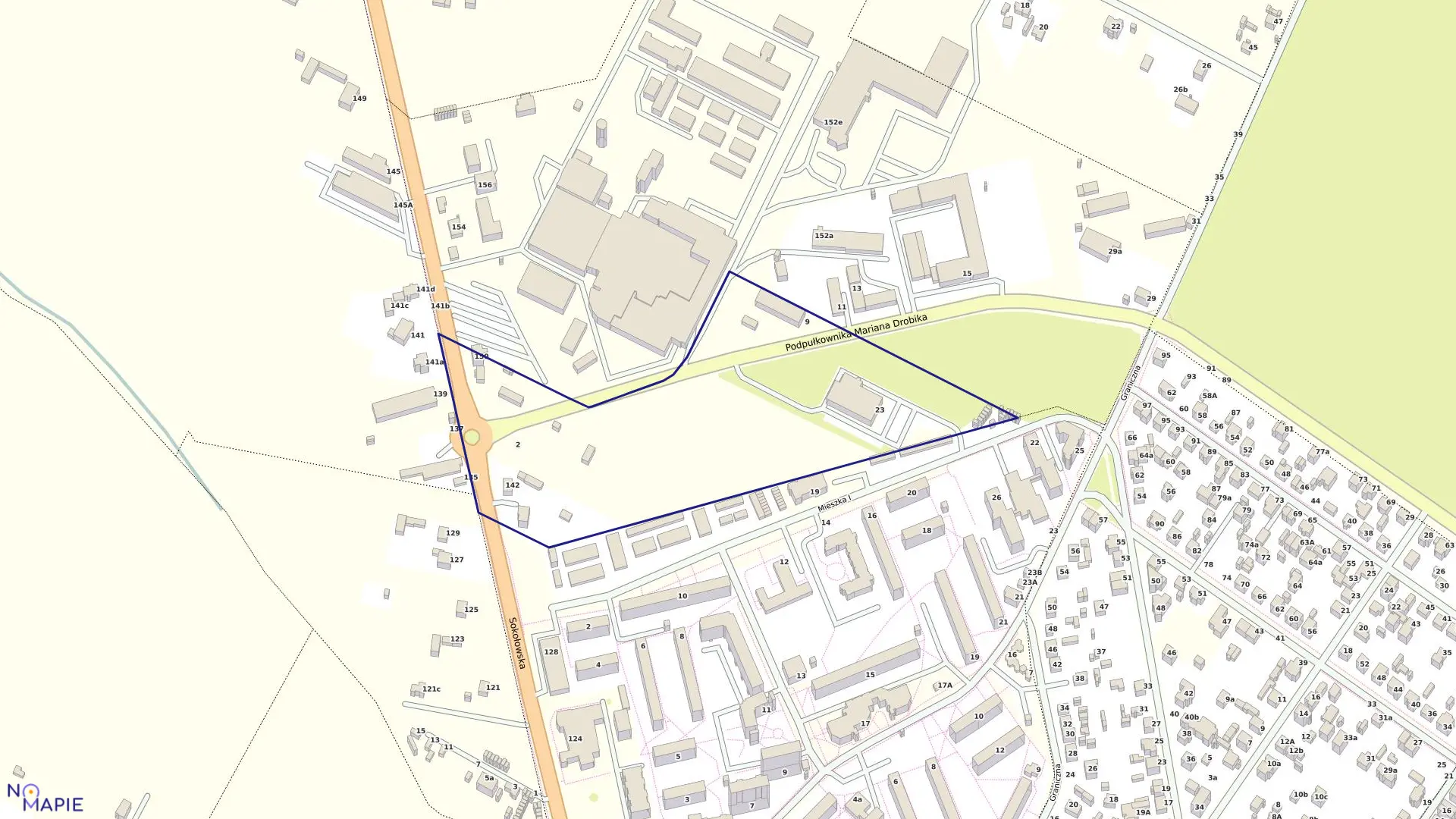 Mapa obrębu 22 w mieście Siedlce