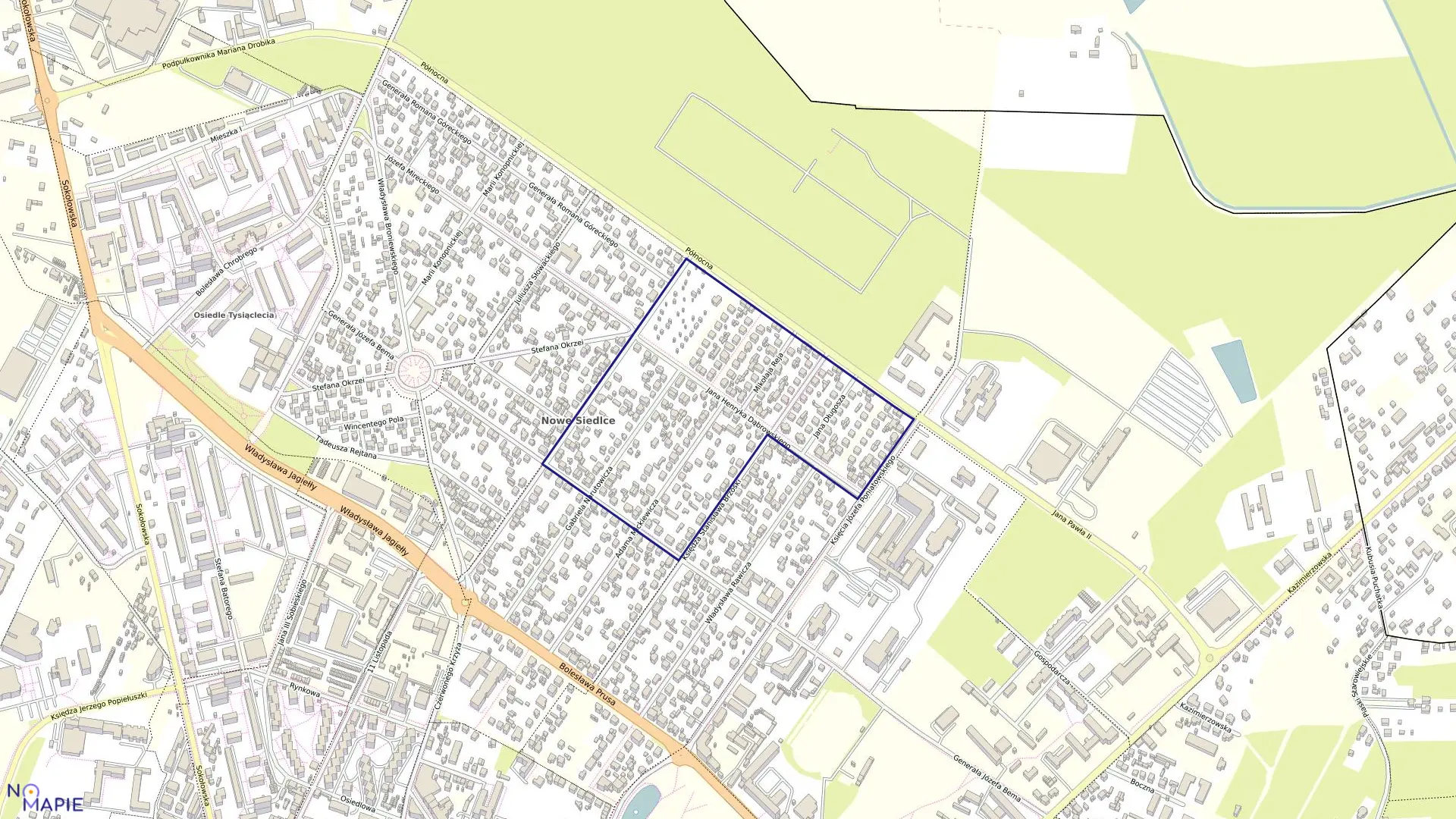 Mapa obrębu 25 w mieście Siedlce