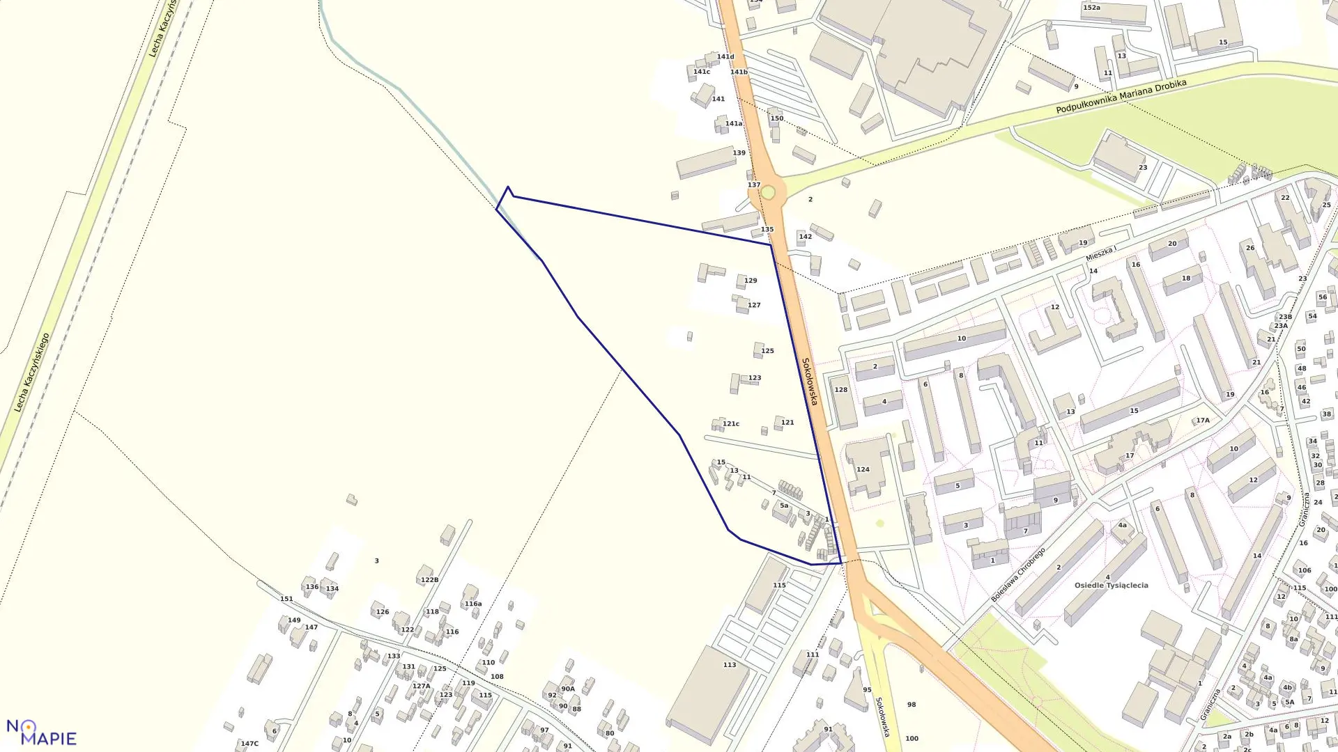 Mapa obrębu 29 w mieście Siedlce