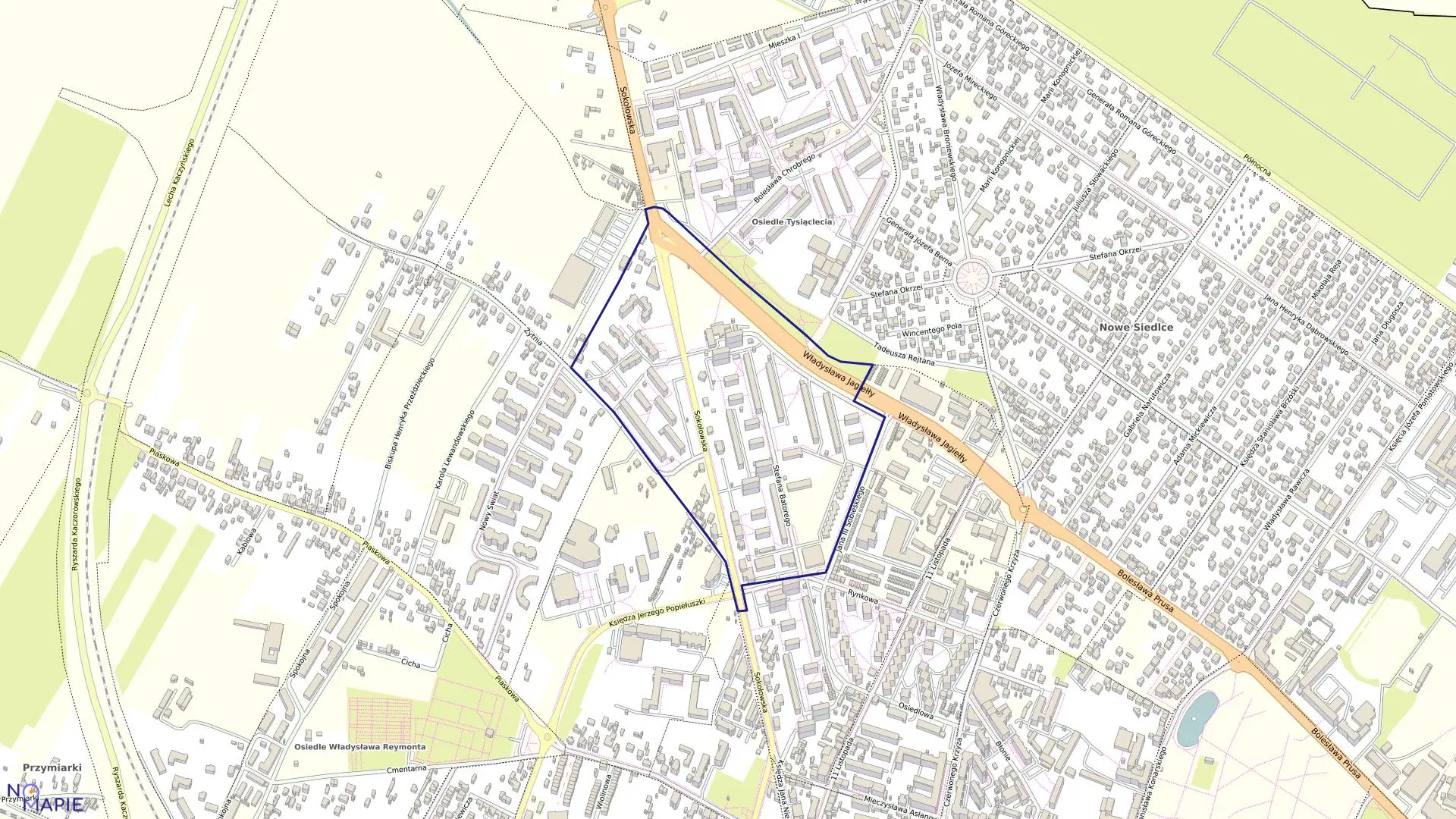 Mapa obrębu 32 w mieście Siedlce