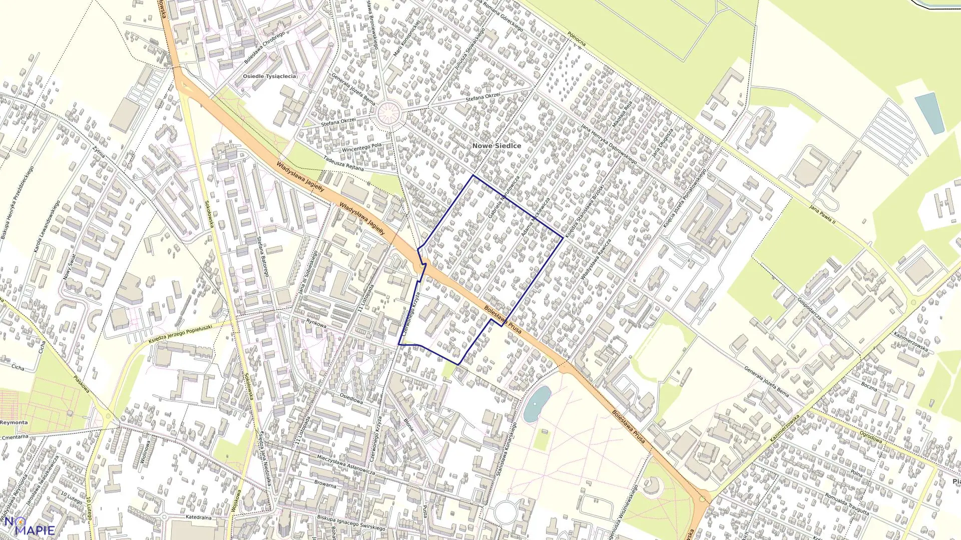 Mapa obrębu 33 w mieście Siedlce