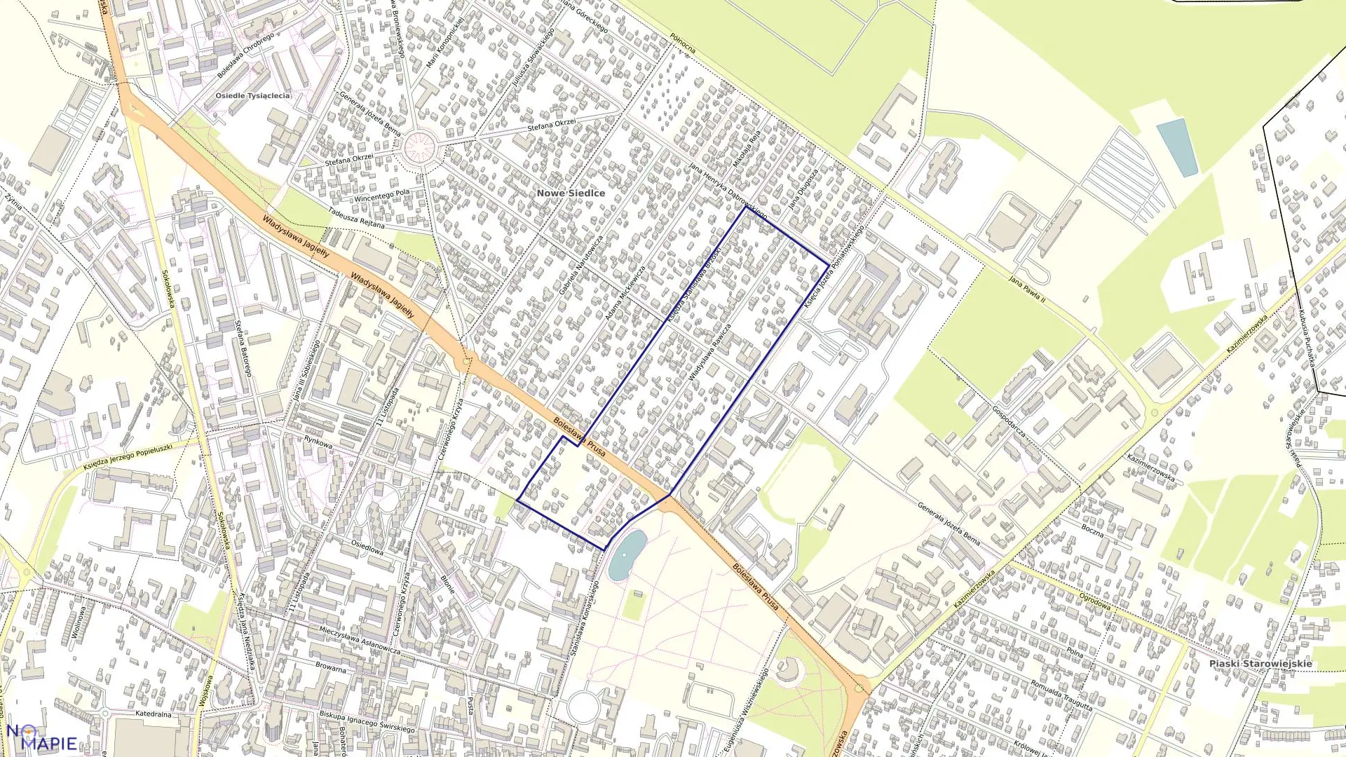 Mapa obrębu 34 w mieście Siedlce