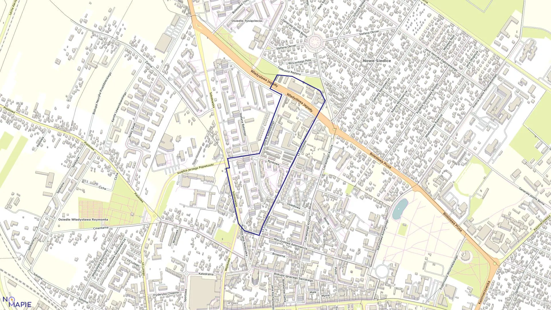 Mapa obrębu 36 w mieście Siedlce