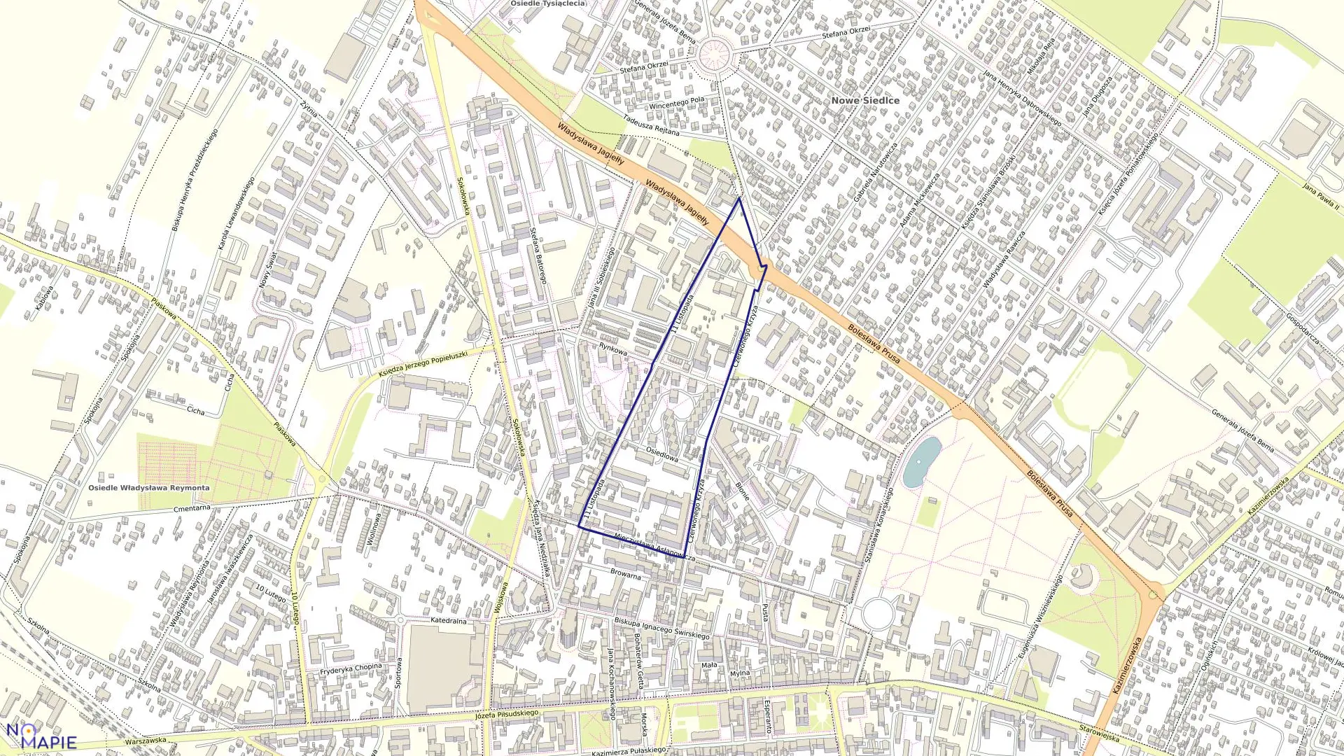 Mapa obrębu 37 w mieście Siedlce