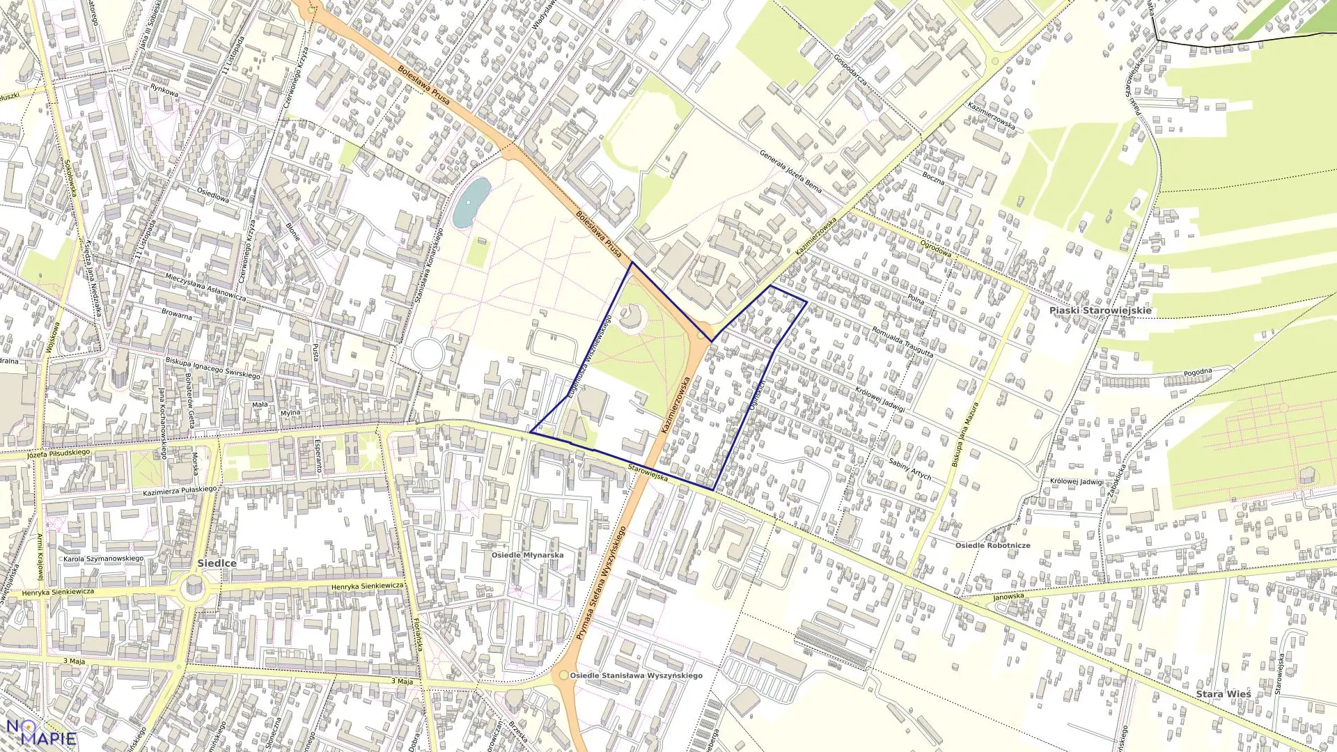 Mapa obrębu 40 w mieście Siedlce