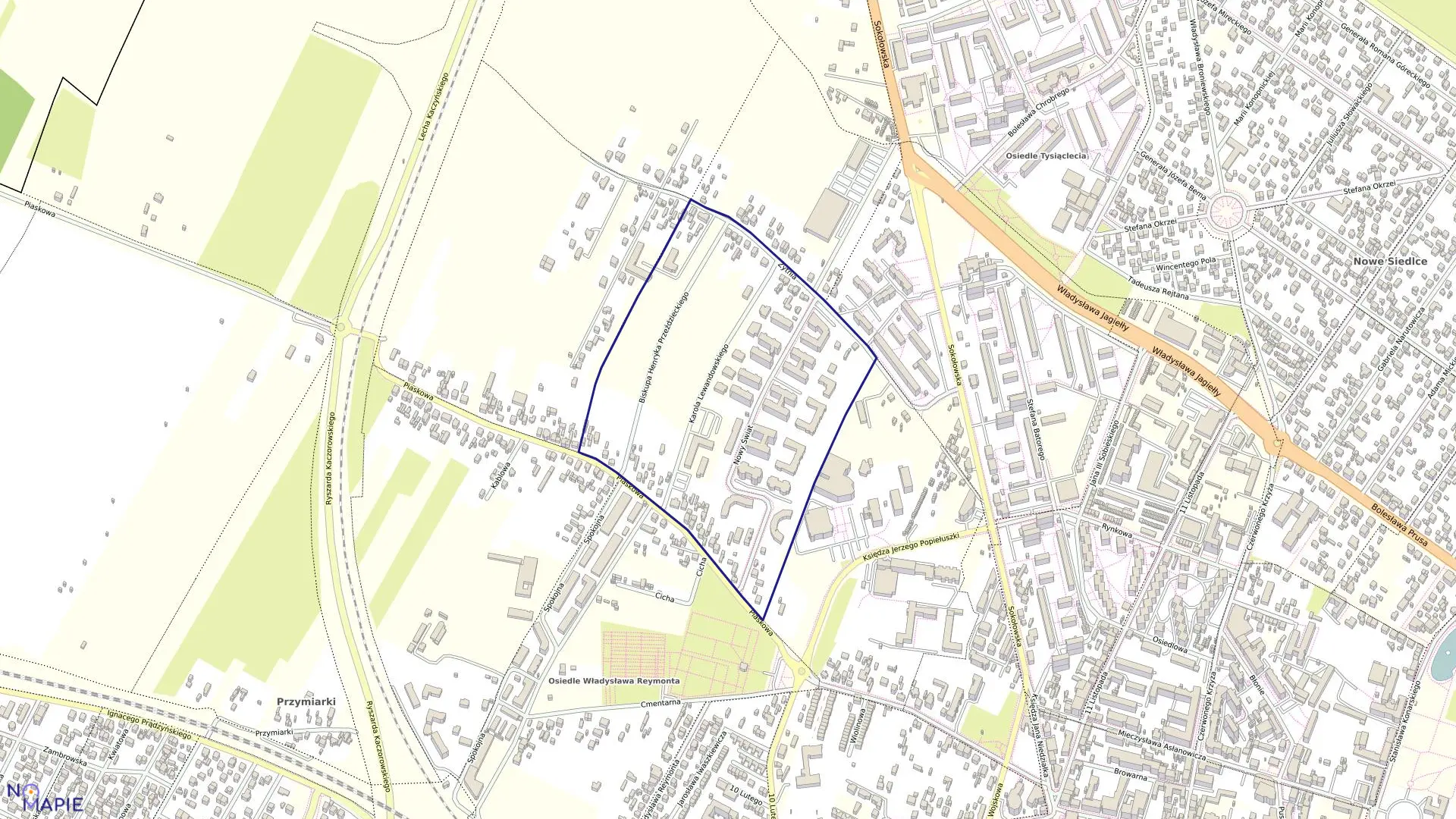 Mapa obrębu 43 w mieście Siedlce