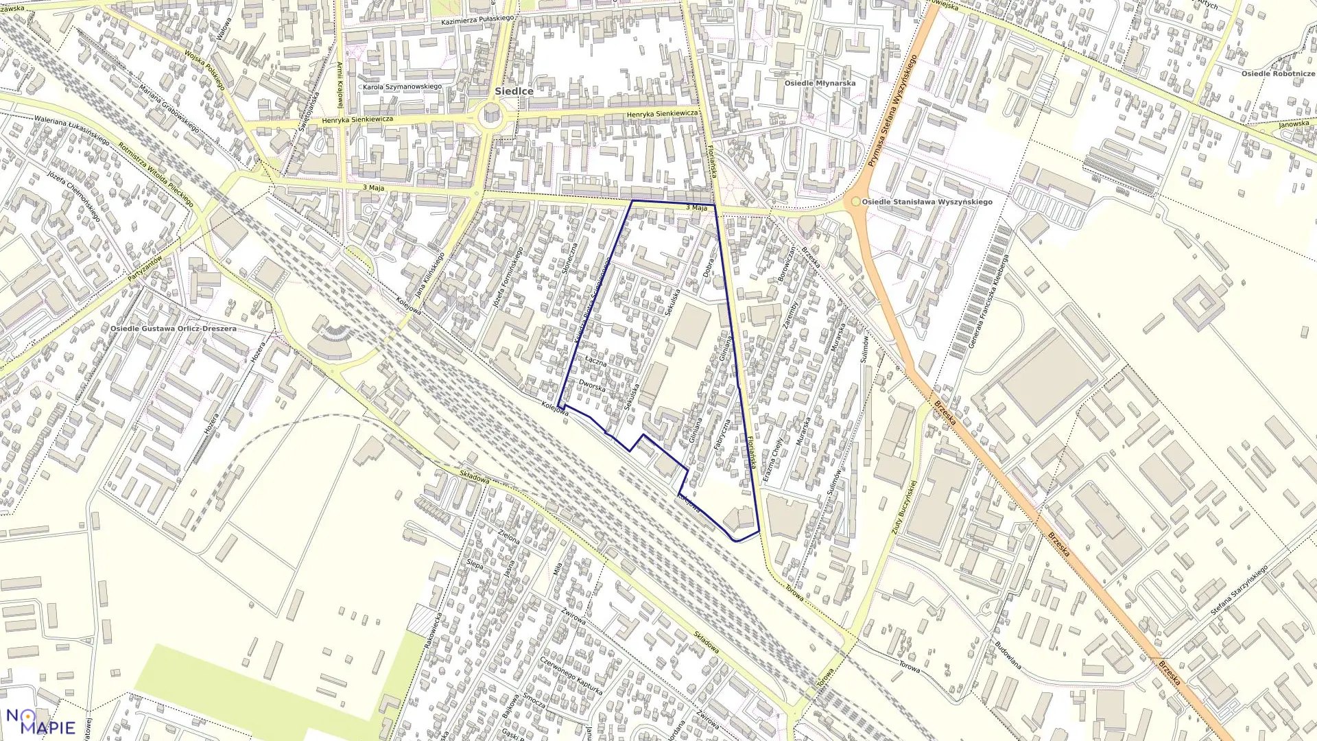 Mapa obrębu 52 w mieście Siedlce