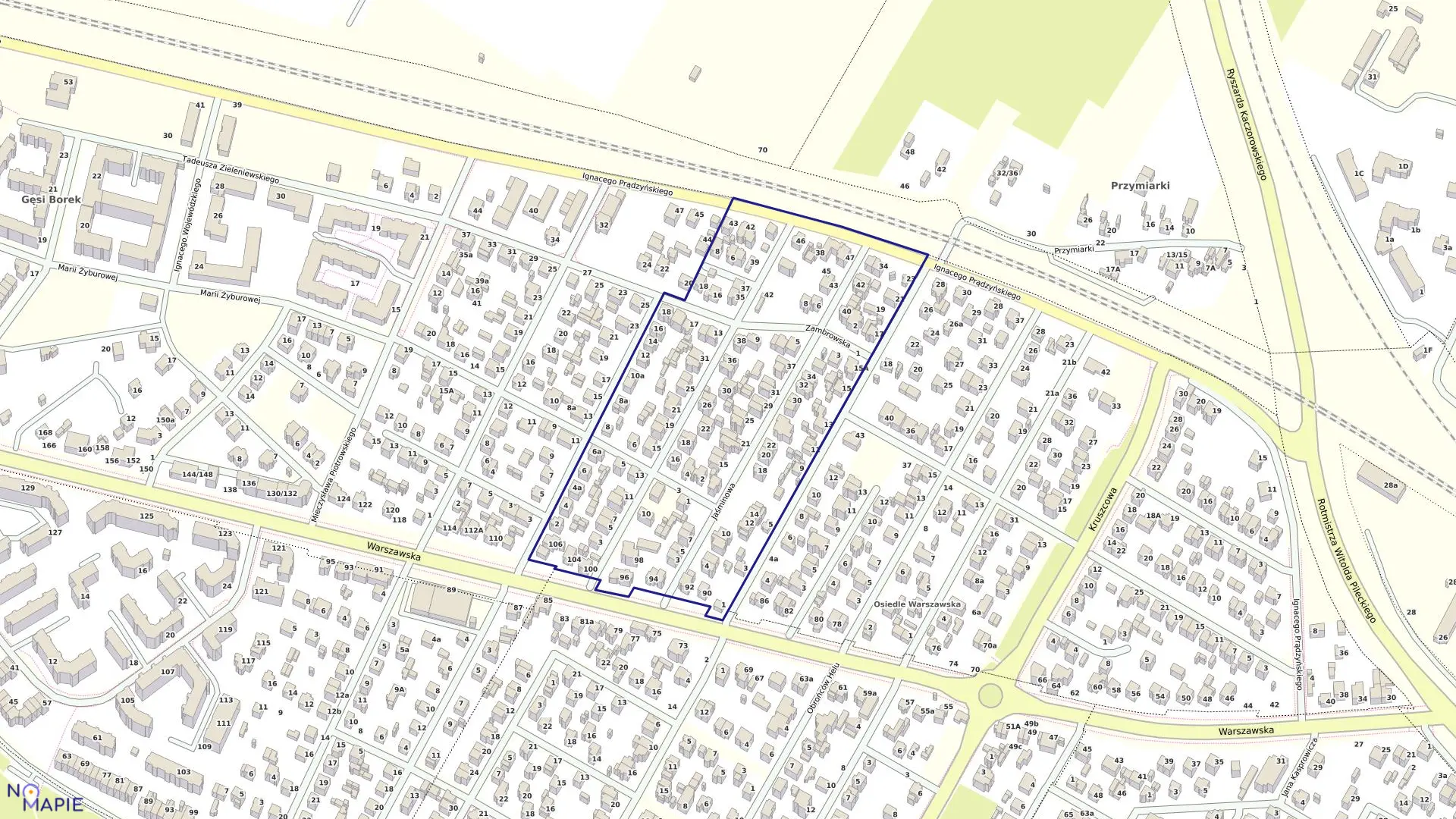 Mapa obrębu 55 w mieście Siedlce