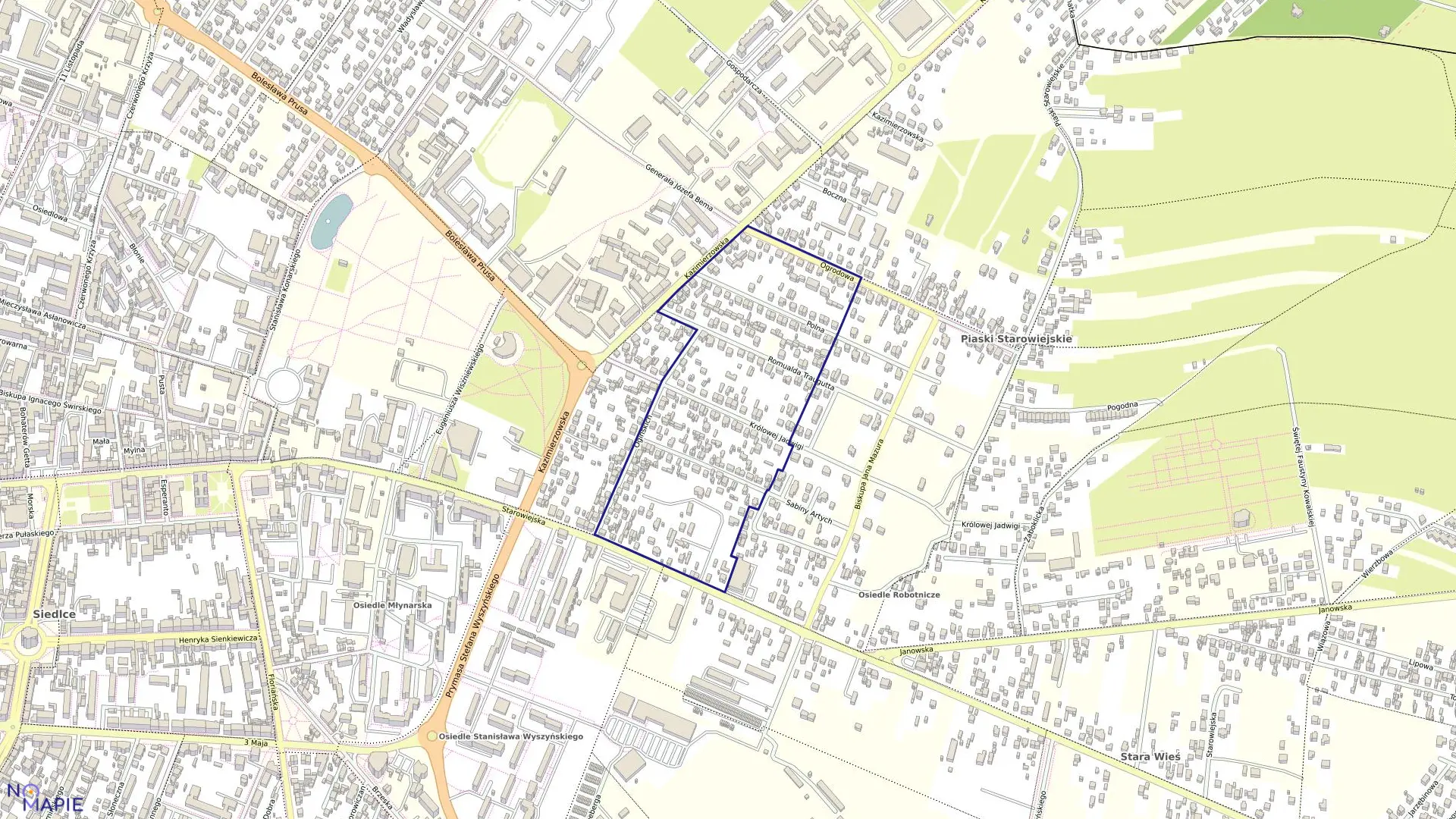 Mapa obrębu 61 w mieście Siedlce