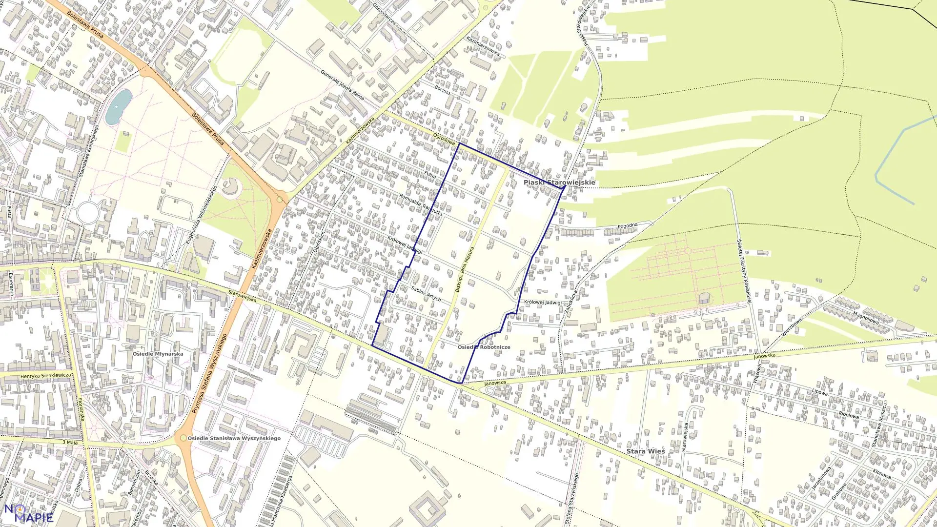 Mapa obrębu 62 w mieście Siedlce