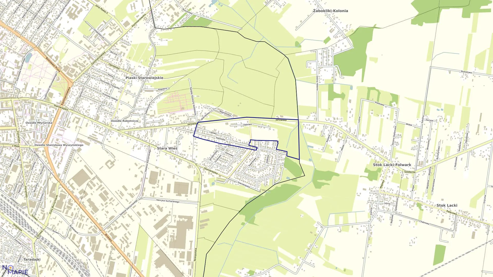 Mapa obrębu 71 w mieście Siedlce