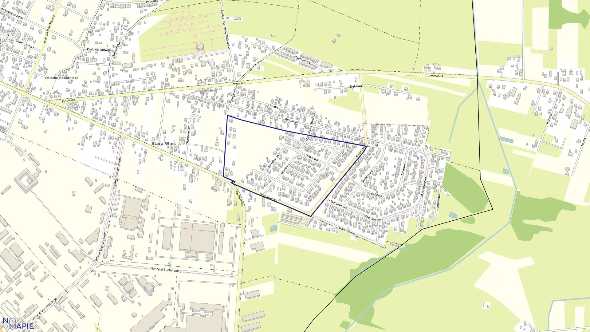 Mapa obrębu 72 w mieście Siedlce