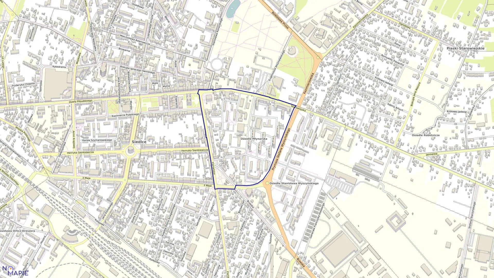 Mapa obrębu 74 w mieście Siedlce