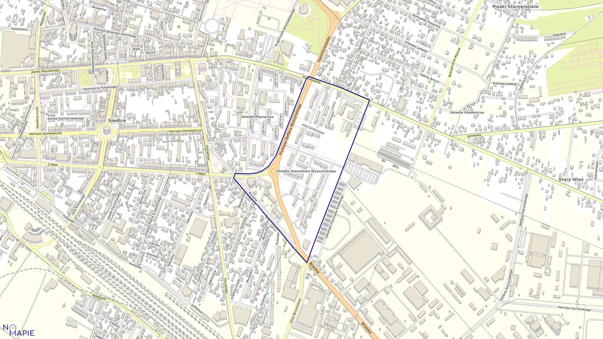 Mapa obrębu 75 w mieście Siedlce