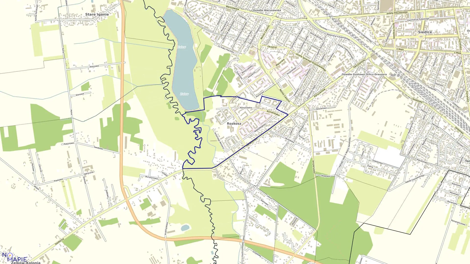 Mapa obrębu 90 w mieście Siedlce