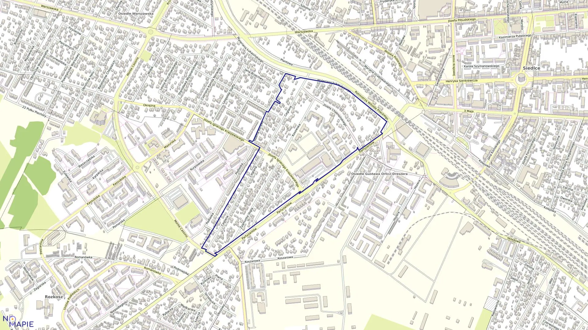 Mapa obrębu 91 w mieście Siedlce