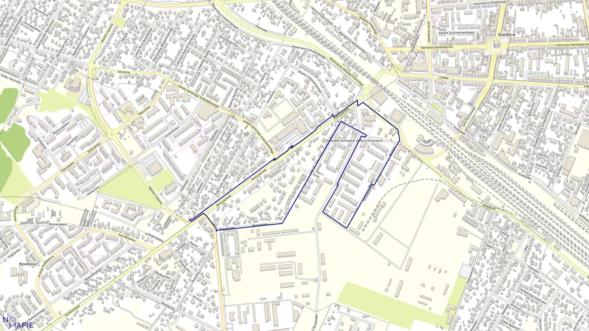 Mapa obrębu 92 w mieście Siedlce