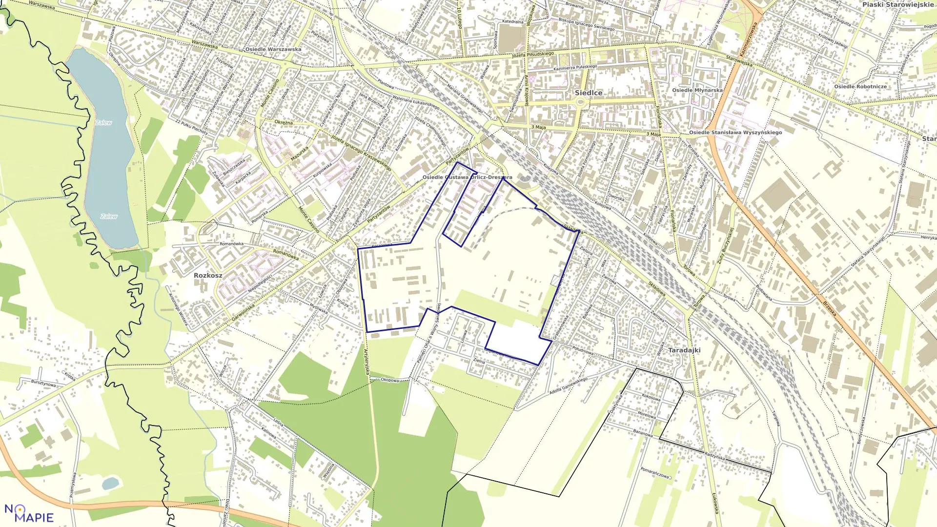 Mapa obrębu 98 w mieście Siedlce